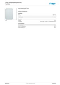 Ficha técnica – Platina metálica Hager FL408A – 480 x 343 mm, aço galvanizado, para orion plus 480 x 343