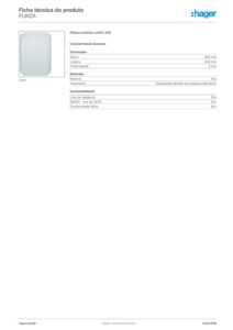 Ficha técnica – Platina metálica Hager FL412A – 630 x 343 mm, aço galvanizado, para orion plus 630 x 343
