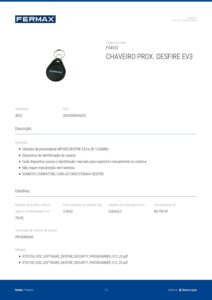 Ficha técnica – Porta-chaves de proximidade Fermax Desfire 4532 – EV3, 13,56 MHz