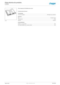 Ficha técnica – Porta-esquemas Hager FZ818 – A4, plástico, para colar na porta