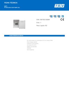 Ficha técnica – PTI saliente TEV ISPTI – caixa com tampa, RJ45, coaxial F e 2 fibras SC/APC, IP54, branco