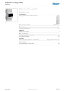 Ficha técnica – Relé diferencial Hager HR535 – tipo A, 4 canais, 0,03 a 3 A, temporizado
