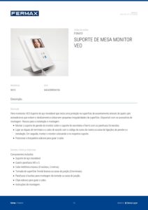 Ficha técnica – Suporte de mesa Fermax 9410 – inox, para monitor VEO
