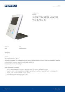 Ficha técnica – Suporte de mesa Fermax 9420 – inox, para monitor VEO-XS e VEO-XL