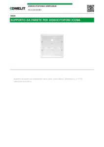 Ficha técnica – Suporte de parede Comelit 6620 – para monitor Icona, ABS, branco