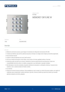 Ficha técnica – Teclado de código Skyline Fermax Memokey 7438 – 100 códigos, tamanho W
