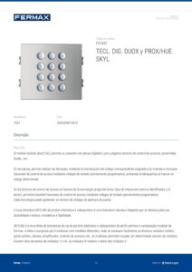 Ficha técnica – Teclado Skyline Fermax 7457 – digital, tamanho W, para unidade exterior com ecrã, Duox Plus