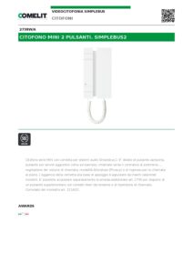 Ficha técnica – Telefone de porteiro Comelit 2738W/A – Mini, com auscultador, 2 botões, Simplebus2, branco