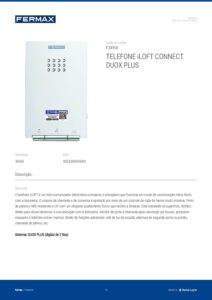 Ficha técnica – Telefone de porteiro Fermax iLoft CONNECT 34500 – mãos-livres, Duox Plus