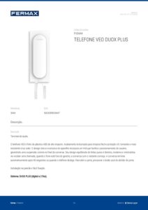 Ficha técnica – Telefone de porteiro Fermax VEO 3444 – auscultador, Duox Plus