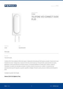 Ficha técnica – Telefone de porteiro Fermax VEO CONNECT 34440 – auscultador, Duox Plus