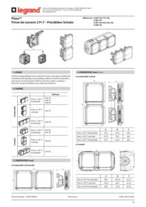 Ficha técnica – Tomada dupla Schuko Legrand Plexo 069742L – estanque, pré-cablada, horizontal, 16 A, IP55, cinzenta