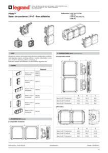 Ficha técnica – Tomada dupla Schuko Legrand Plexo 069742L – estanque, pré-cablada, horizontal, 16 A, IP55, cinzenta