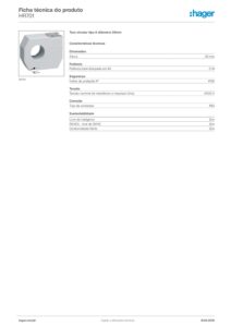 Ficha técnica – Toro diferencial Hager HR701 – circular, tipo A, Ø 35 mm