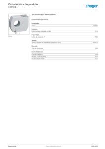 Ficha técnica – Toro diferencial Hager HR704 – circular, tipo A, Ø 140 mm