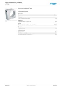 Ficha técnica – Toro diferencial Hager HR723 – circular, tipo B, Ø 80 mm