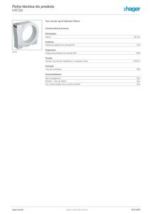Ficha técnica – Toro diferencial Hager HR724 – circular, tipo B, Ø 110 mm