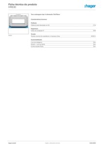 Ficha técnica – Toro diferencial Hager HR830 – retangular, tipo A, 70 x 175 mm