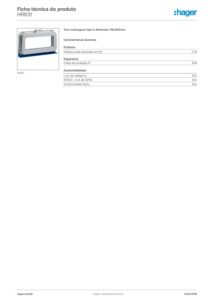 Ficha técnica – Toro diferencial Hager HR831 – retangular, tipo A, 115 x 305 mm
