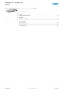 Ficha técnica – Toro diferencial Hager HR832 – retangular, tipo A, 150 x 350 mm