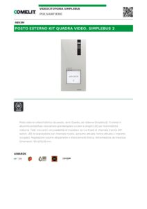 Ficha técnica – Unidade exterior Comelit 4893M – Quadra, vídeo, Simplebus2, 1 a 4 botões, IP54, IK08