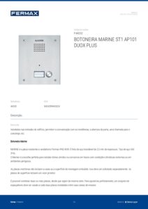 Ficha técnica – Unidade exterior de porteiro Fermax Marine 44332 – 1 botão, ST1, inox, Duox Plus