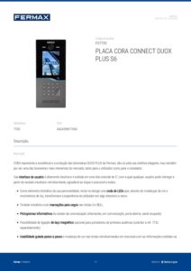 Ficha técnica – Unidade exterior de videoporteiro Fermax Cora CONNECT 7700 – ecrã 5″, teclado, proximidade, 4G, S6