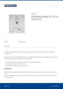 Ficha técnica – Unidade exterior de videoporteiro Fermax Marine 44338 – 1 botão, ST1, inox, Duox Plus