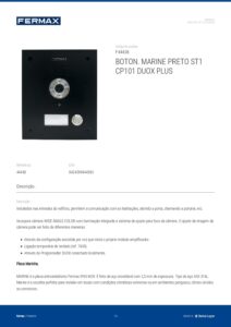Ficha técnica – Unidade exterior de videoporteiro Fermax Marine 44438 – 1 botão, ST1, inox preto, Duox Plus