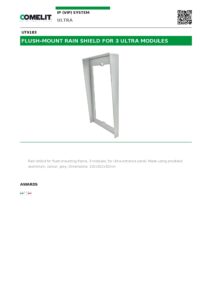 Ficha técnica – Viseira de chuva Comelit UT9183 – para moldura de embutir de 3 módulos Ultra, cinzenta
