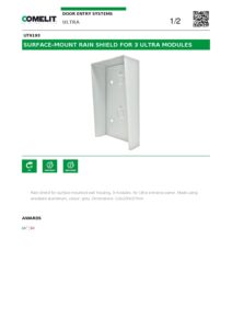 Ficha técnica – Viseira de chuva Comelit UT9193 – para cobertura de superfície de 3 módulos Ultra, cinzenta