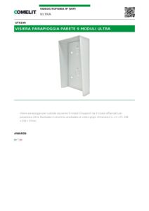 Ficha técnica – Viseira de chuva Comelit UT9199 – para cobertura de superfície de 9 módulos Ultra (3 x 3), cinzenta