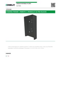 Ficha técnica – Viseira de chuva Comelit UT9191B – para cobertura de superfície de 1 módulo Ultra Black, preta