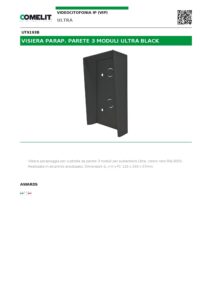 Ficha técnica – Viseira de chuva Comelit UT9193B – para cobertura de superfície de 3 módulos Ultra Black, preta