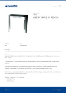 Ficha técnica – Viseira Fermax 8400 – simples, S1, 135 x 130 mm, para unidade exterior City e Skyline encastrada