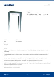 Ficha técnica – Viseira Fermax 8403 – simples, S4, 135 x 203 mm, para unidade exterior City e Skyline encastrada