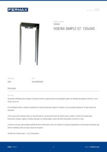 Ficha técnica – Viseira Fermax 8406 – simples, S7, 135 x 345 mm, para unidade exterior City e Skyline encastrada