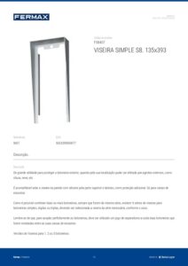 Ficha técnica – Viseira Fermax 8407 – simples, S8, 135 x 393 mm, para unidade exterior City e Skyline encastrada