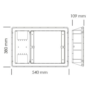Fundo de ATI TEV IECX – caixa de embutir para kits ATI Gama E, 380 x 540 x 109 mm, branco