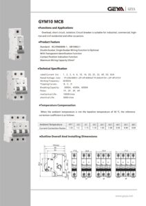 Ficha técnica – Geya disjuntores