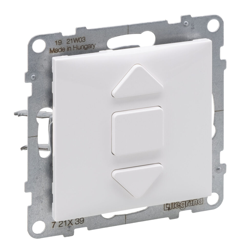 Interruptor de estores Legrand New Suno – 6 AX, subida, stop e descida, branco, alumínio ou preto