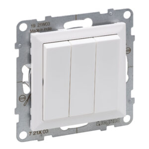 Interruptor triplo Legrand New Suno – 20 AX, ligadores de parafuso, branco, alumínio ou preto