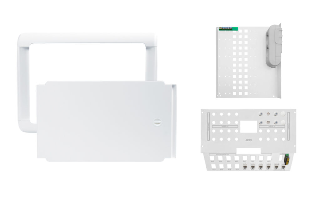 Kit ATI TEV IER4PC4CC.KIT – Gama E, 4 RJ45, 4 coaxiais, 2 fibras SC/APC, de embutir, branco