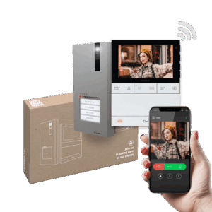 Kit de videoporteiro Comelit Quadra e People Wi-Fi Simplebus 2 PL8451V – mãos-livres, monitor 5", 1 habitação