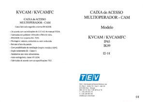 Manual – Caixa de acesso multioperador TEV KVCAM – ITED, poliéster, porta opaca, IP65, IK09, cinzenta
