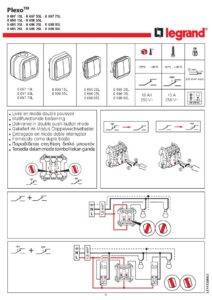 Manual – Comando duplo Legrand Plexo 069715L – estanque, botão ou comutador duplo, 10 AX, IP55, cinzento