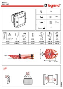 Manual – Detetor de movimento Legrand Plexo 069522LA – infravermelhos, com neutro, 500 W LED, mecanismo