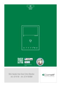 Manual – Monitor de videoporteiro Comelit 6741W – Mini Wi-Fi, ecrã 4,3″, mãos-livres, Simplebus2, branco