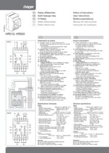 Manual – Relé diferencial Hager HR510 – tipo A, 0,03 a 10 A, temporizado