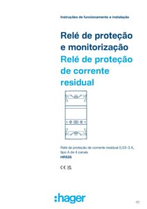 Manual – Relé diferencial Hager HR535 – tipo A, 4 canais, 0,03 a 3 A, temporizado